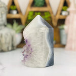 Amethyst Agate Druzy Polished Tower Point - OOAK