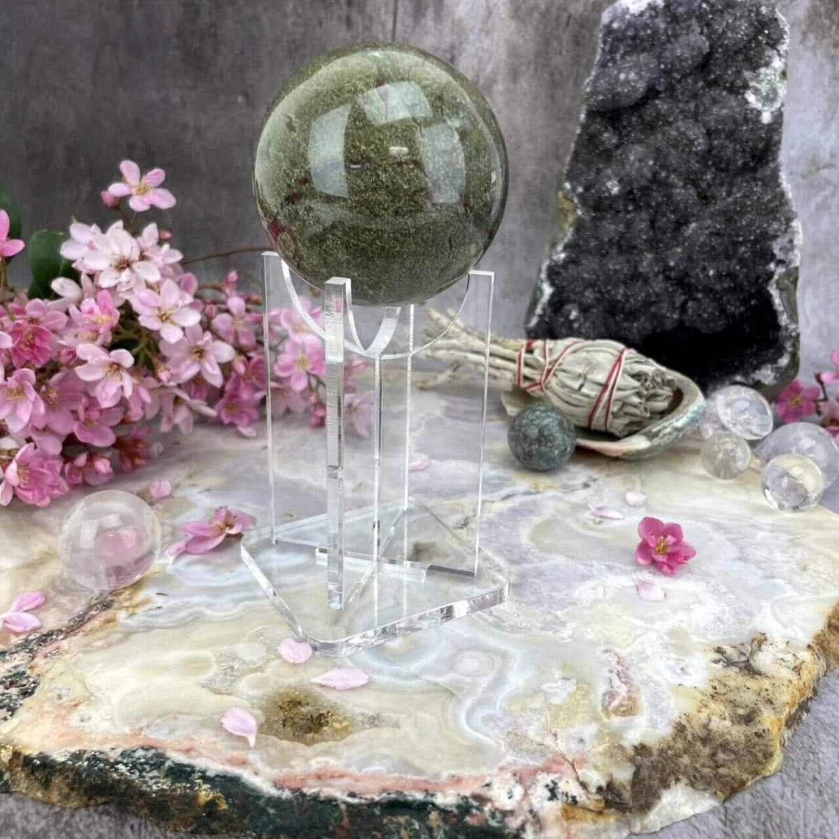 Acrylic Sphere Holder - Crystal Stand - (OF1-S8-B1)