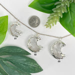 Crystal Quartz Moon Pendant Electroplated Edge