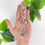 Crystal Quartz Moon Pendant Electroplated Edge