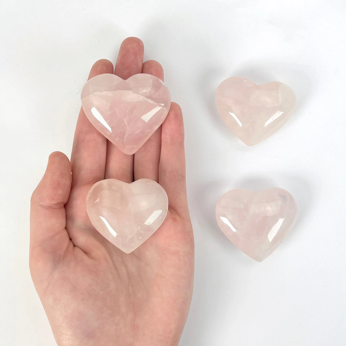 Rose Quartz Polished Hearts - You Choose