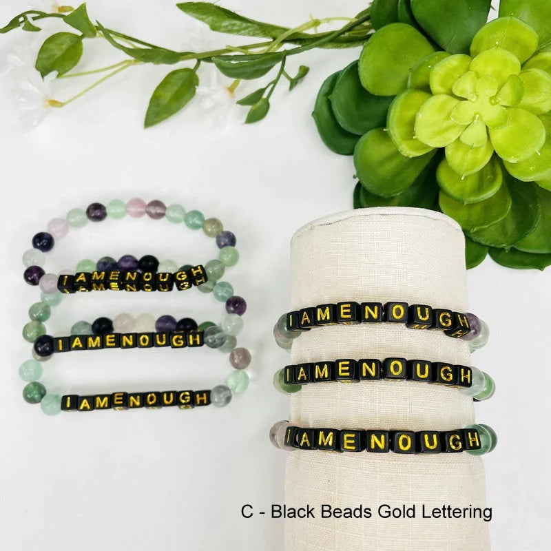 Crystal Mala Bead Bracelet - I AM ENOUGH -Letter Beads Bracelet