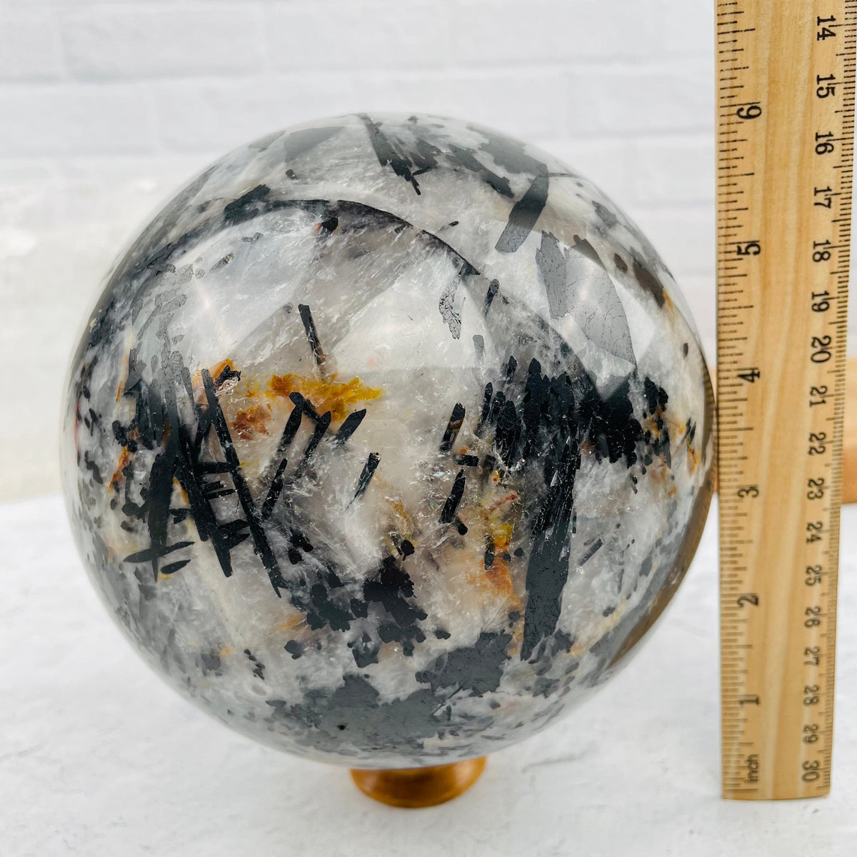 Black Tourmilated Quartz Sphere - Huge - OOAK