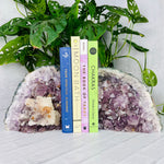 Amethyst Bookend Set with Calcite Cluster