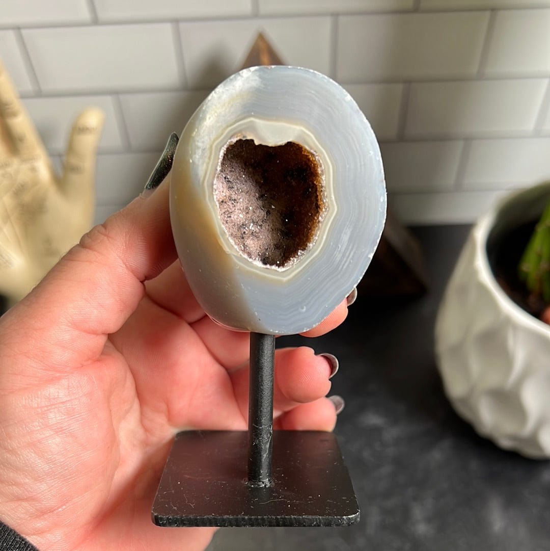 Agate Small Geode on a Metal Stand