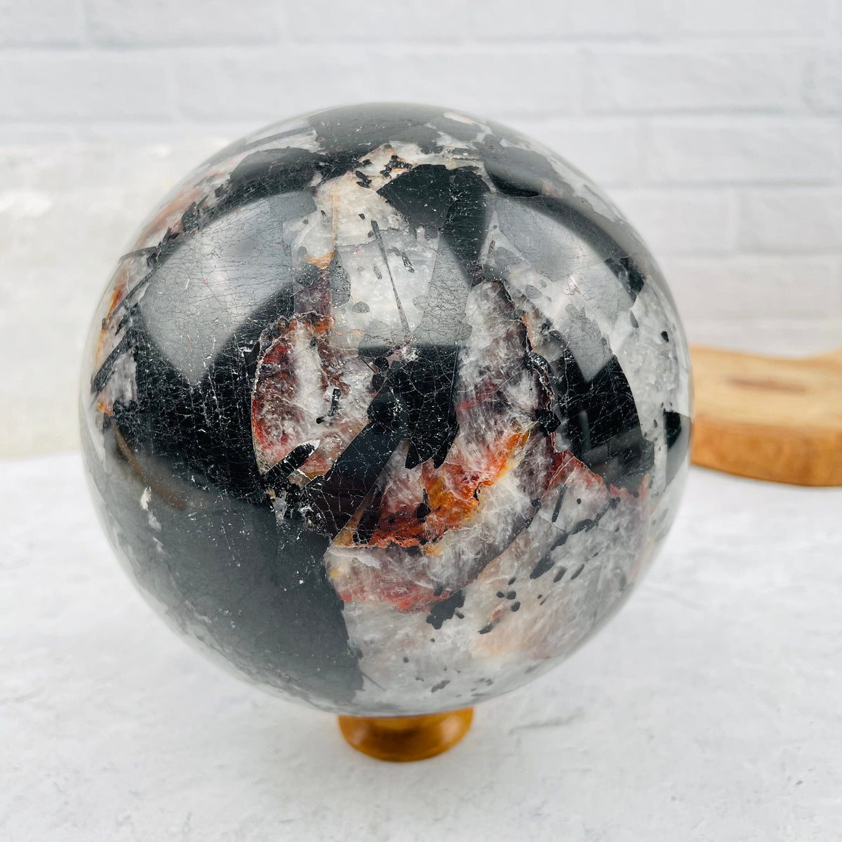 Black Tourmilated Quartz Sphere - Gigantic - OOAK